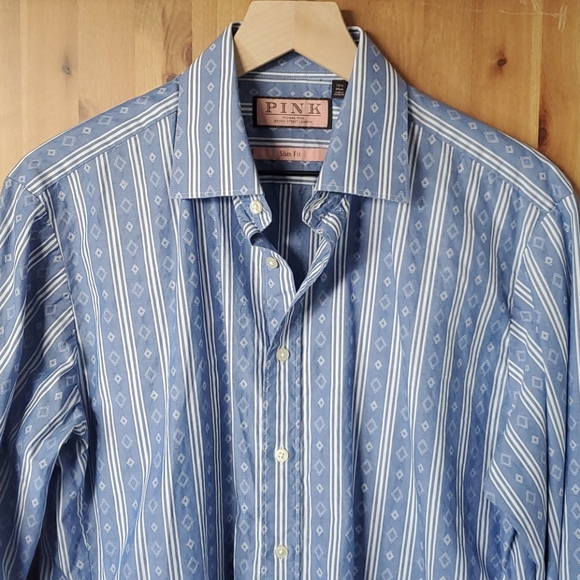 Thomas PINK Slim Fit Dimond Dress Shirt - Picture 1 of 8